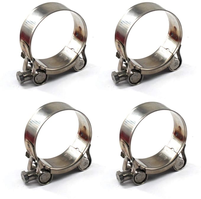 Clamp, 304 Stainless Steel T Bolt, 4 Pieces, Hose Clamp Tool, Fits 52-55mm, Unique Lock Nut Design