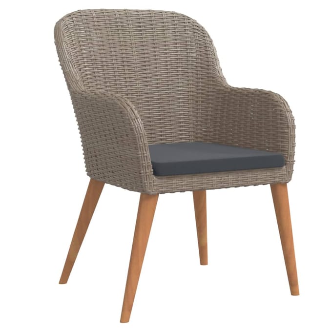 vidaXL - 3-delige - Tuinset - met - kussens - bruin