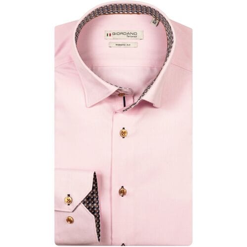Giordano Overhemd Belmonte Button-Under Two-Ply Solid Color Twill Roze / male