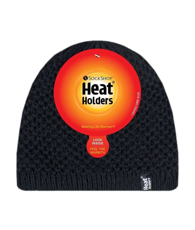 Heat Holders - Gebreide warme thermo muts voor dames - Zwart
