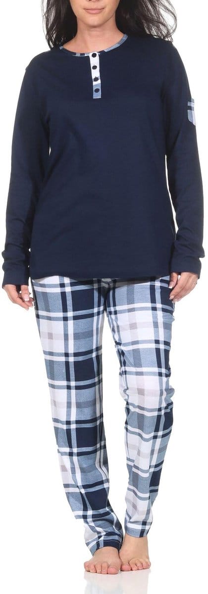 Normann damespyjama met geruite jersey pyjamabroek - ook in grote maten