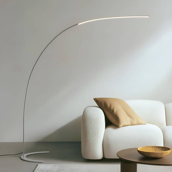Lindby LED vloerlamp Danua, zilver, metaal, hoogte 200cm