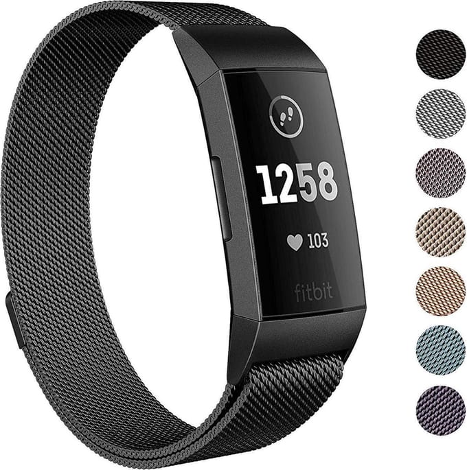 DrPhone Milanees bandje - Fitbit Charge 3 - Zwart