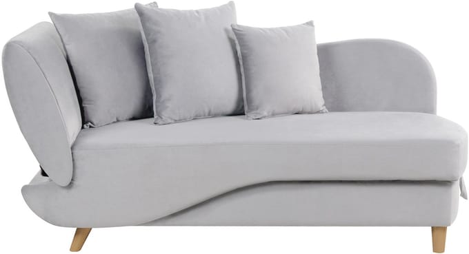 BELIANI MERI II - Chaise longue opberg - Lichtgrijs - Linkerzijde - Fluweel