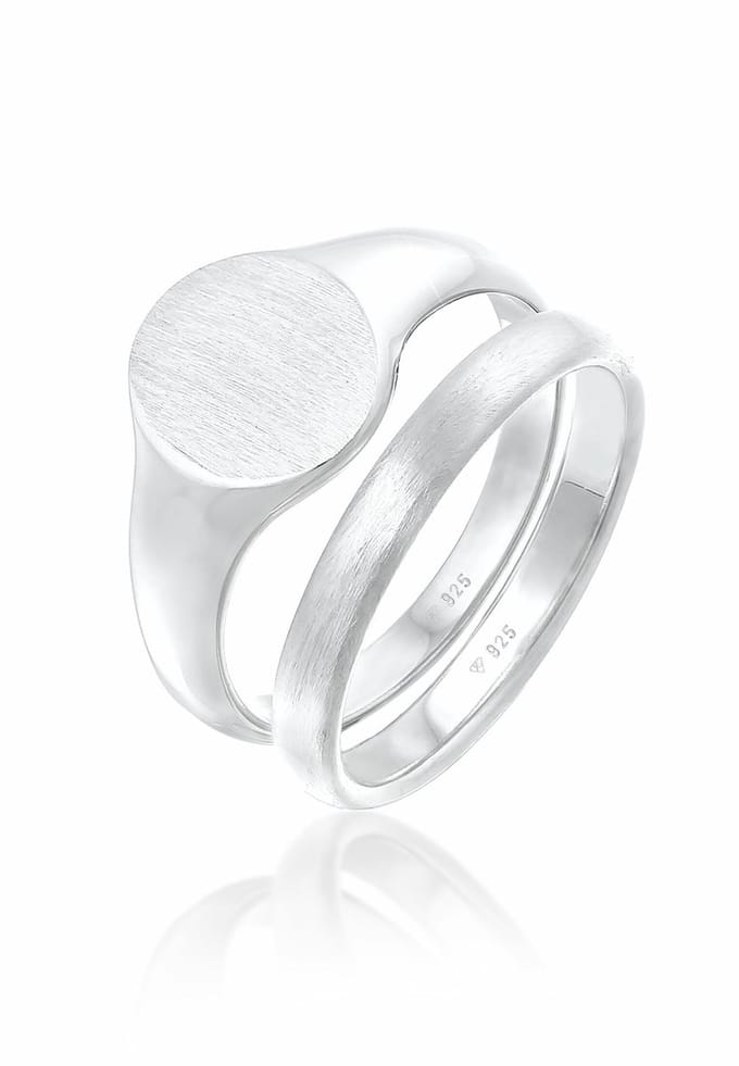 KUZZOI - Ring - Heren zegelring ring set Basic Minimal Trend in 925 Sterling Zilver - Heren