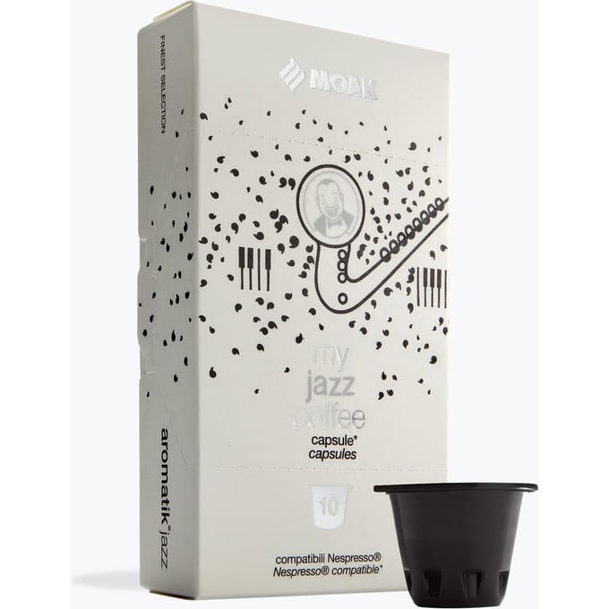 Caffe Moak Aromatik Jazz 10 capsules Nespresso® compatibel | 100 % Arabica Espresso voor een gebalanceerde koffiebeleving met chocolade & vanille