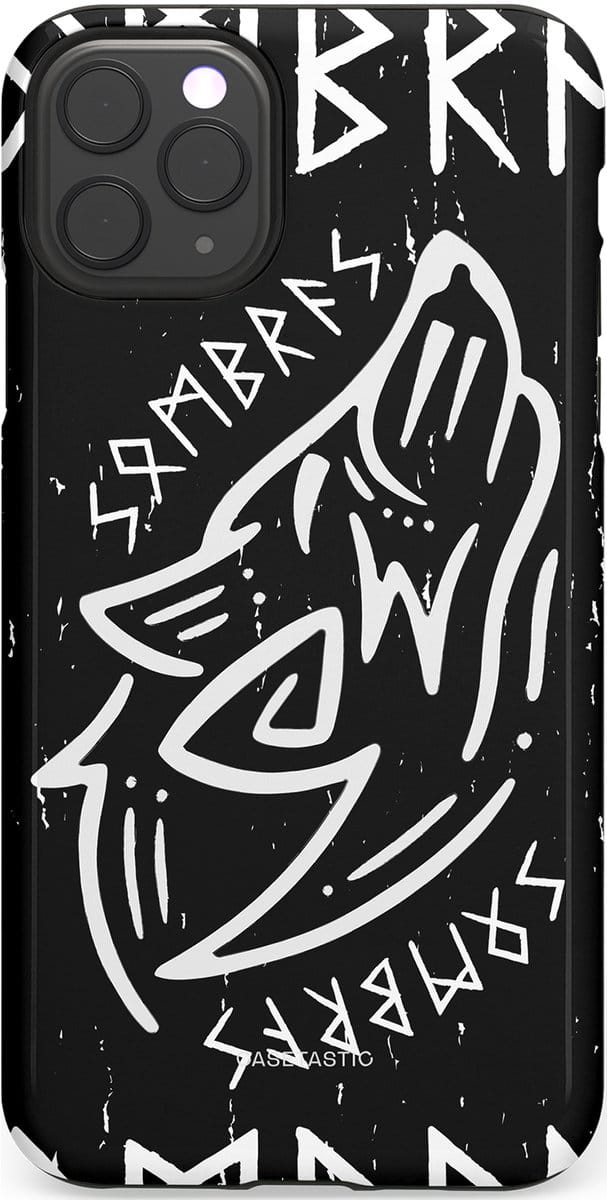 Casetastic hoesje geschikt voor Apple iPhone 11 Pro Max - Dubbellaagse bescherming - Wolvenkreet - Fashion Case - Zwart Grijs Wit