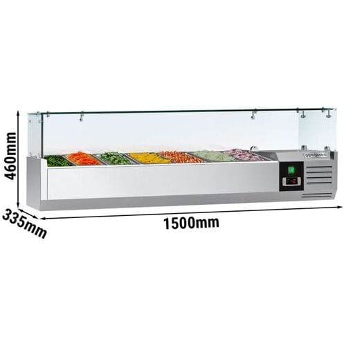 GGM Gastro Opzetkoelvitrine PREMIUM - 1500x335mm - 7x GN 1/4 zilver