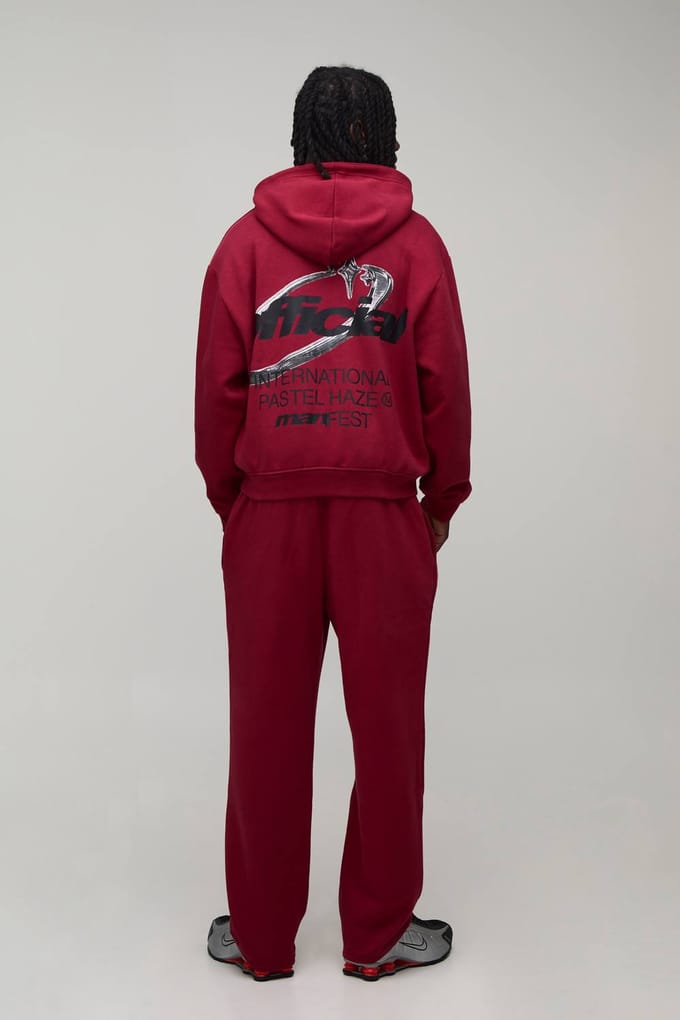 Oversized Boxy Officieel Trainingspak Met Rits En Capuchon | Red | Size Small