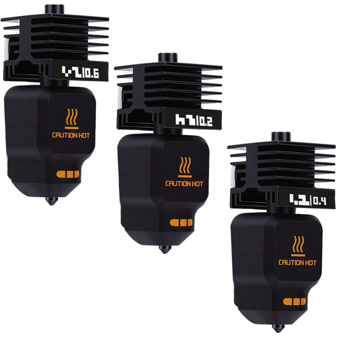 3 Stuks Hotend Set Vervanging voor Bambu Lab P2S H2D H2S H2C 3D Printer 0,2 mm 0,4 mm 0,6 mm Spuitmond Hotend en Siliconen black