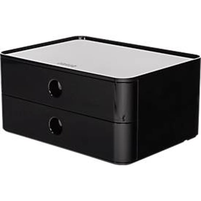 Ladebox HAN Allison Smart-Box, 2 laden met scheidingswanden, kabelhouder, stapelbaar, ABS-kunststof, zwart