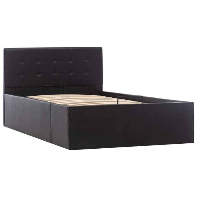 vidaXL - Bedframe - met - opslag - hydraulisch - kunstleer - zwart - 100x200 - cm