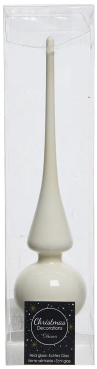 Kerstboom piek - creme wit - glans - 25,9 cm - glas - kerstboom topper - piek - kerstversiering