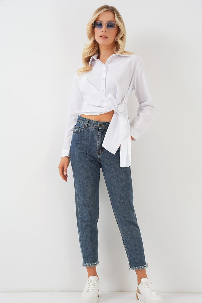 Crop Shirt met Strikdetail