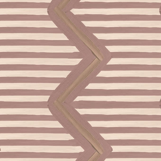 Behang Ikat Oez Zigzag Old Roze