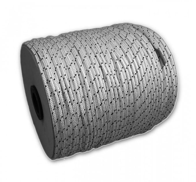 Polyester lijn 6mm wit met zwart identificatiedraad