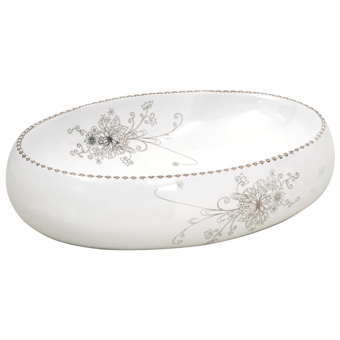 vidaXL - Opzetwasbak - ovaal - 59x40x15 - cm - keramiek - wit