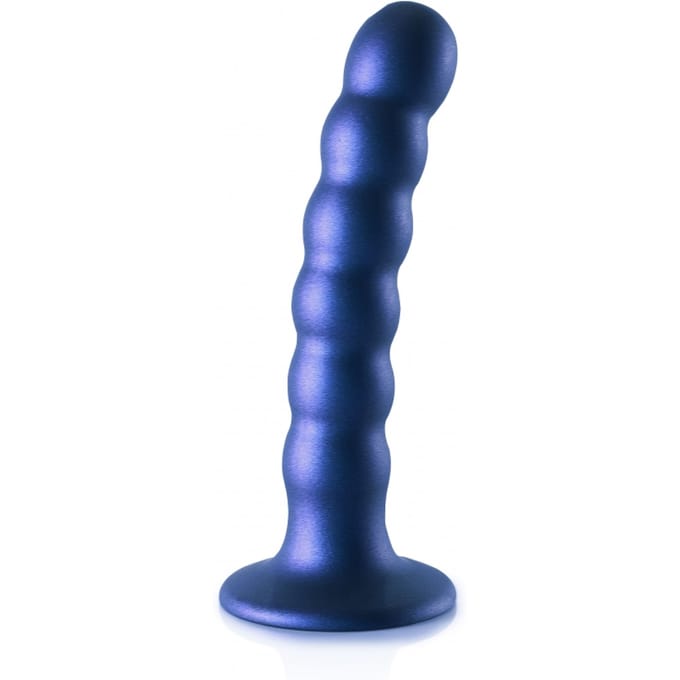 Ouch! by Shots Beaded siliconen G-Spot Dildo - 5'' / 13 cm - Metallic - Blauw