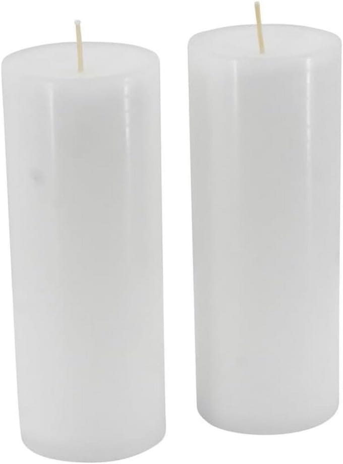 Hoogwaardige Witte Stompkaarsen - Groot en Breed - 13cm Hoog, 7cm Doorsnede - Set van 2