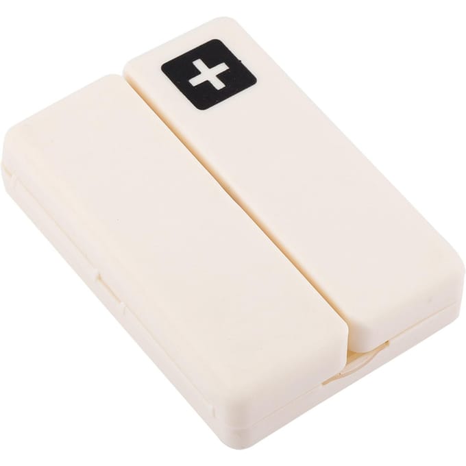 Draagbare Medicijnkoffer Opvouwbare Magnetische Pillendoos Organizer met 7 Vakken(Wit) White black
