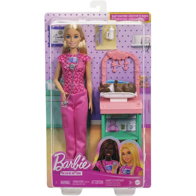Barbie baby dokter poppen set - 6 stuks, multikleur
