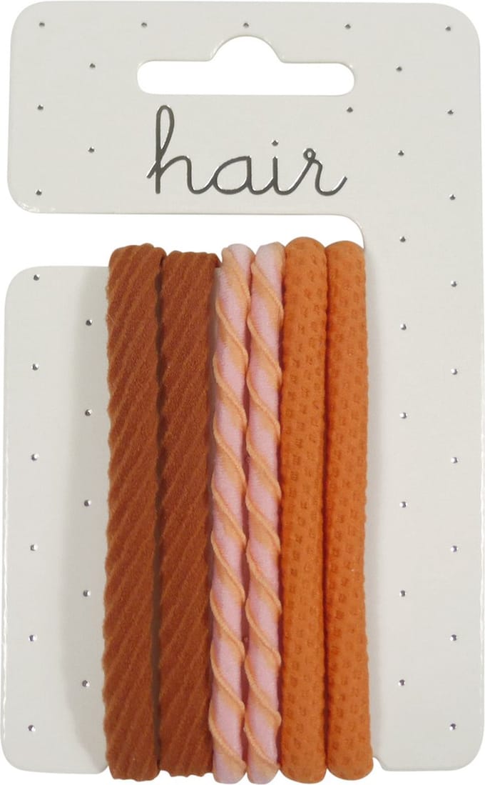 Nylon Elastiek Fantasie Model - Oranje/Coral - 6 stuks