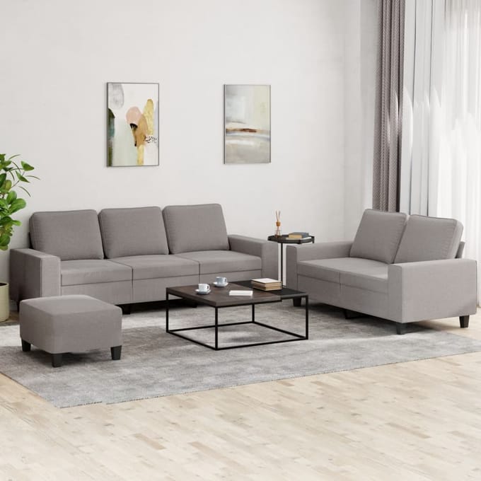vidaXL - 3-delige - Loungeset - stof - taupe