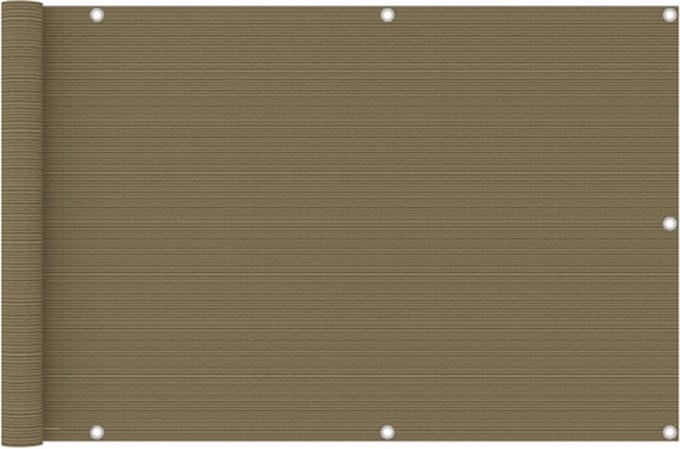 vidaXL - Balkonscherm - 90x600 - cm - HDPE - taupe