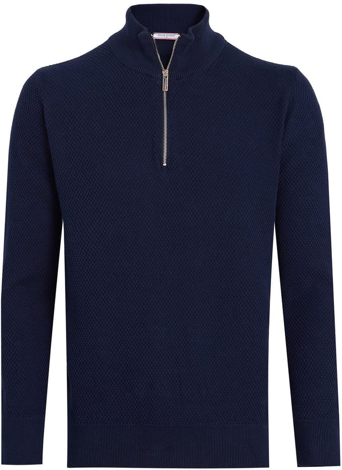 Felix Hardy Pullover Met Halve Rits - 100% Katoen Heren Navy - M