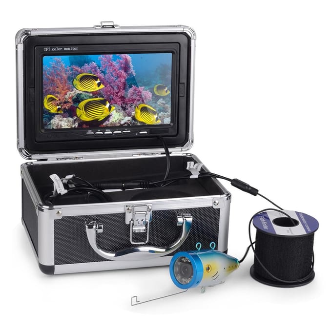 Onderwaterviscamera Visserijcamera met 7  kleuren LCD-monitor IP68 waterdicht onderwater US Plug zwart