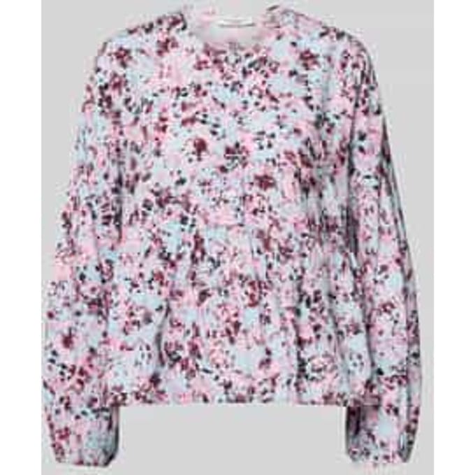regular fit blouse met lange mouwen van mix van viscose en katoen