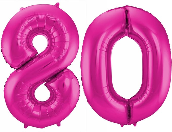 Cijfer ballonnen - Verjaardag versiering 80 jaar - 85 cm - roze
