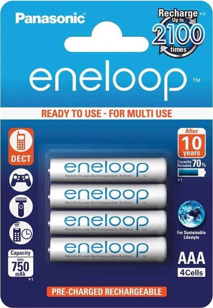 Panasonic Eneloop Micro AAA 750 mAh - 4 stuks