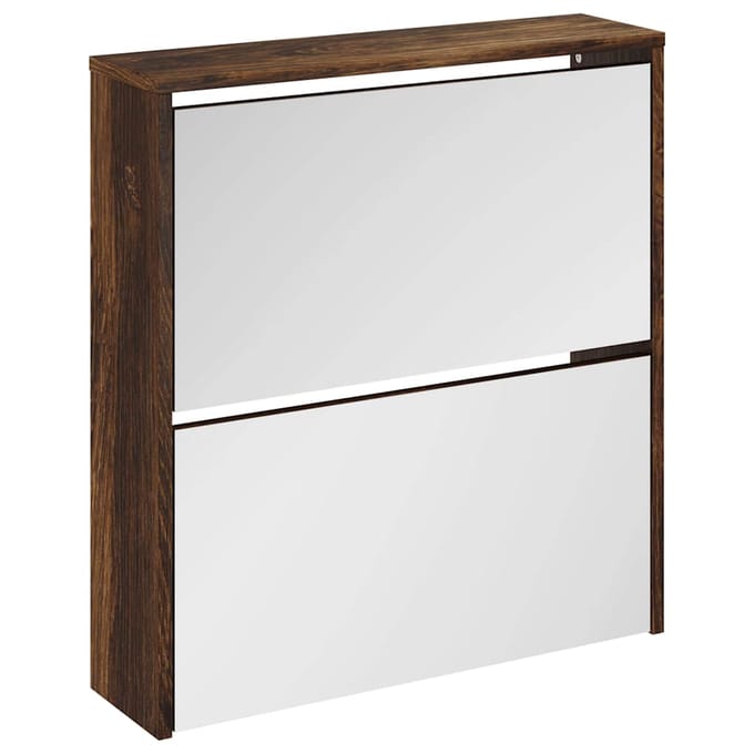 vidaXL - Schoenenkast - met - spiegel - 2-laags - 63x17x67 - cm - gerookt - eiken
