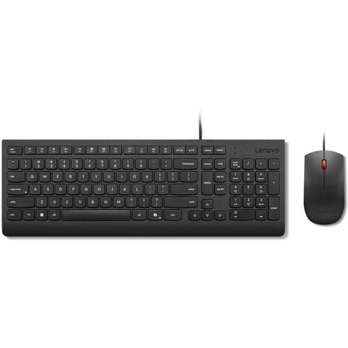 Lenovo Essential Wired Combo - keyboard and mouse set - 2.5-zone layout - QWERTY - US English - black Input Device - Keyboard and mouse set - Engels (US international) - Zwart