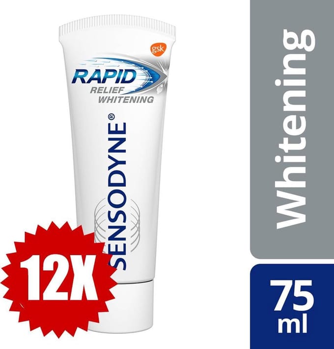 Sensodyne - Tandpasta - Rapid Relief - Whitening - 75ml x 12