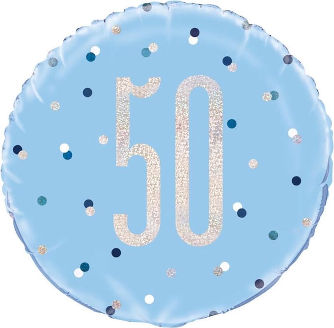 Helium Ballon 50 Jaar Blauw 45cm leeg