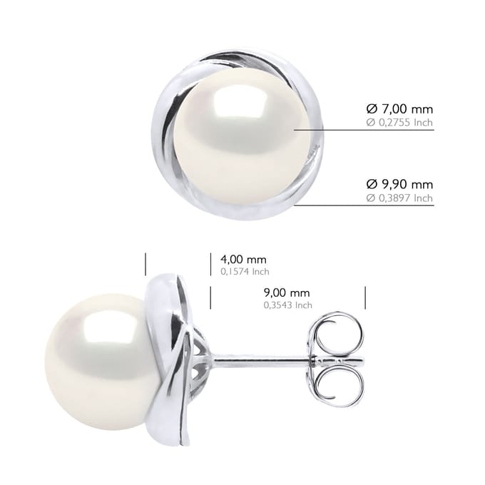 Oorbellen Wit Goud - Echte Gecultiveerde Zoetwaterparels Rond 7-8 mm