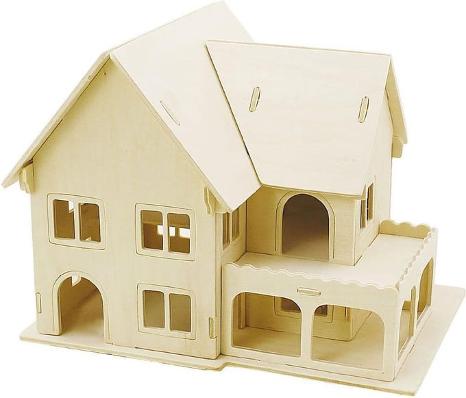 Creativ Company 3D Houten Constructie Set Huis - afm 22,5x16x17,5 cm
