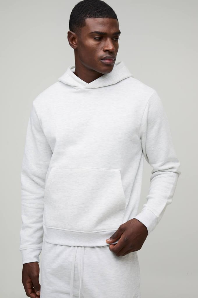 Essential Boxy Over the Head Hoodie | Grey Marl | Size Medium