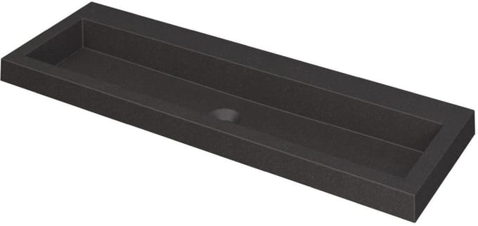 INK Dock Wastafel Quartz Zonder Kraangat - 1200x400x60 mm - Quartz Zwart