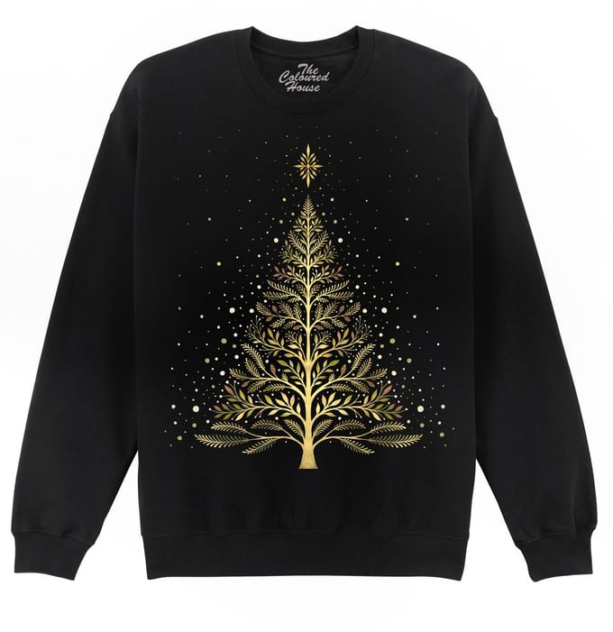 Kerstboom Christmas Night Glowing Tree The Coloured House Sweater 3XL