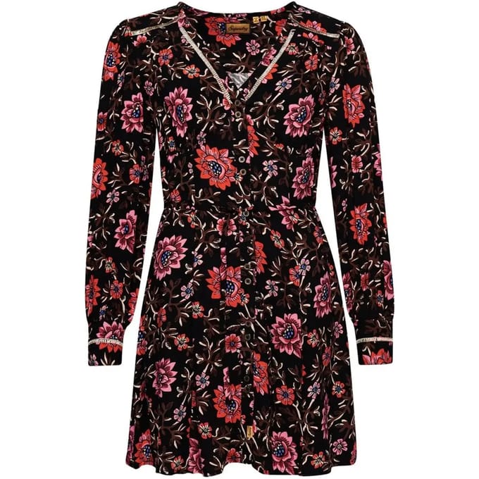 Superdry - Mini-jurk met V-hals en print - Dames - Jurken