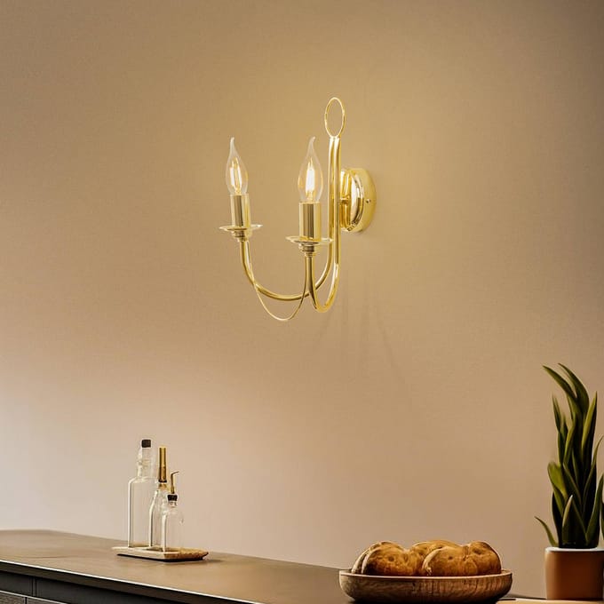 Euluna Wandlamp Retro, 2-lamps, goud