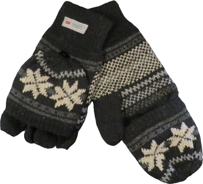 Thinsulate handschoen dames met halve vingers - 30% wol met kapje en knoop