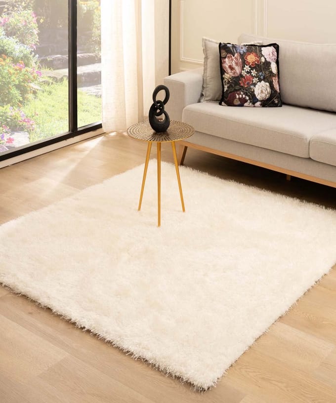 Velvet vloerkleed vierkant - Posh wit 120x120