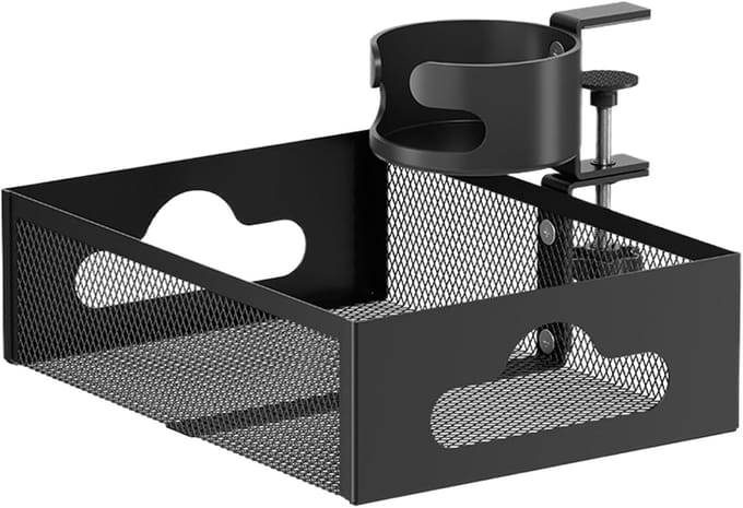 Onderbouw Lade - Bureau Organizer - Werkplek Organiseren - Klembevestiging Zonder Boren - 9x21x9 cm - Zwart