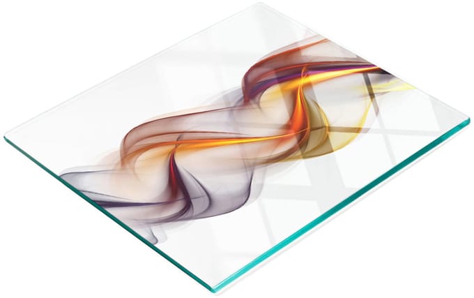 Decoratieve snijplank van gehard glas met abstract golvenpatroon, 60x52 cm