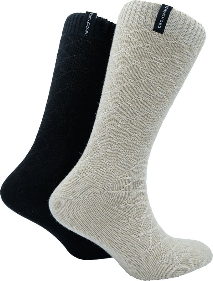 The Sockmaker sokken heren 41-46 - 2-pack Wool Boot - duurzaam - Argyle - Beige and Black