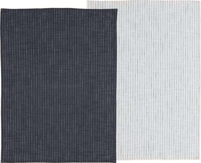 Södahl Line Theedoek 50 x 70 cm 2 stuks Ash/White